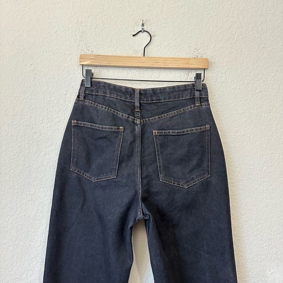 WEWOREWHAT High Rise Raw Hem Dad Jeans in Black - Picture 7 of 13